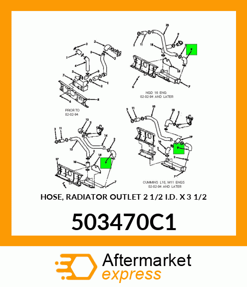 HOSE, RADIATOR OUTLET 2 1/2" I.D. X 3 1/2" 503470C1