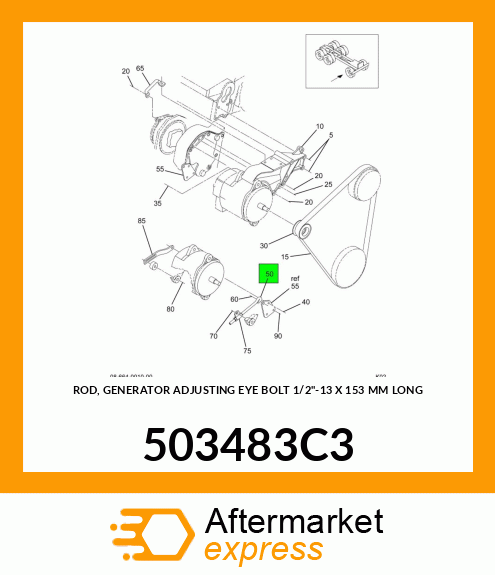 ROD, GENERATOR ADJUSTING EYE BOLT 1/2"-13 X 153 MM LONG 503483C3