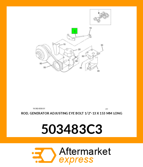 ROD, GENERATOR ADJUSTING EYE BOLT 1/2"-13 X 153 MM LONG 503483C3