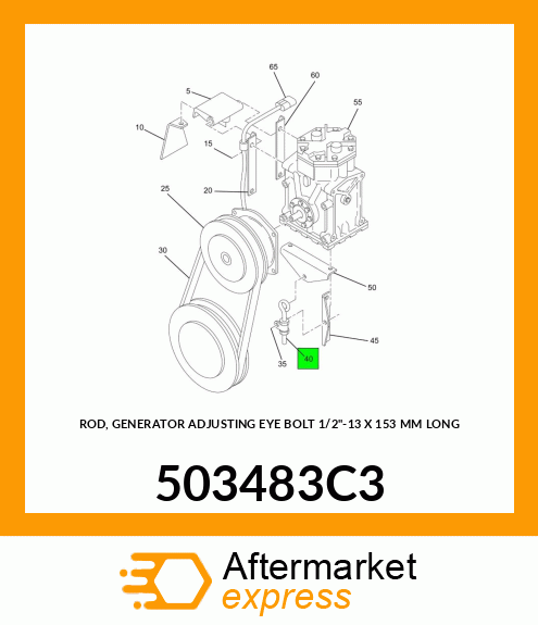 ROD, GENERATOR ADJUSTING EYE BOLT 1/2"-13 X 153 MM LONG 503483C3