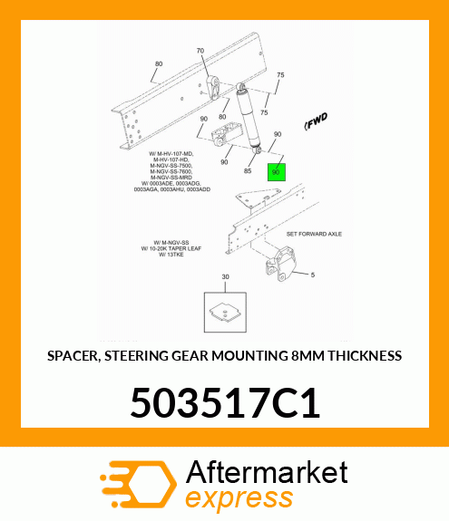 SPACER, STEERING GEAR MOUNTING 8MM THICKNESS 503517C1