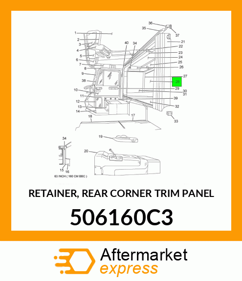 RETAINER, REAR CORNER TRIM PANEL 506160C3