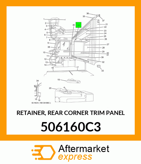 RETAINER, REAR CORNER TRIM PANEL 506160C3