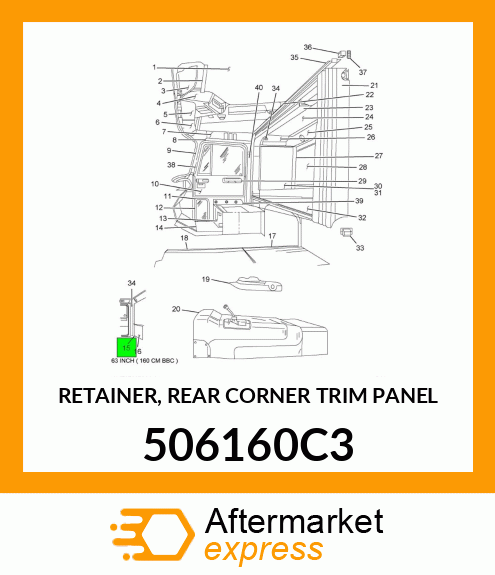 RETAINER, REAR CORNER TRIM PANEL 506160C3