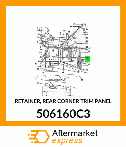 RETAINER, REAR CORNER TRIM PANEL 506160C3