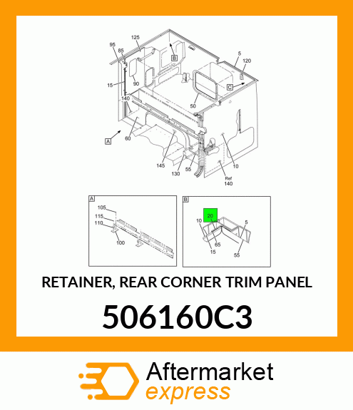 RETAINER, REAR CORNER TRIM PANEL 506160C3