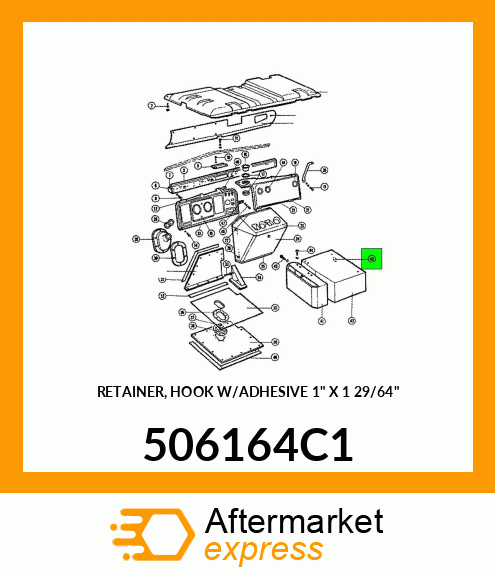 RETAINER, HOOK W/ADHESIVE 1" X 1 29/64" 506164C1