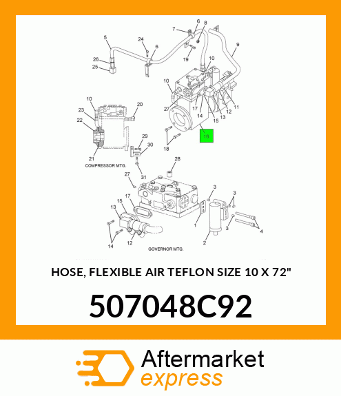 HOSE, FLEXIBLE AIR TEFLON SIZE 10 X 72" 507048C92