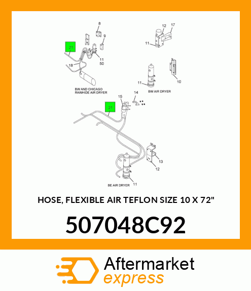 HOSE, FLEXIBLE AIR TEFLON SIZE 10 X 72" 507048C92