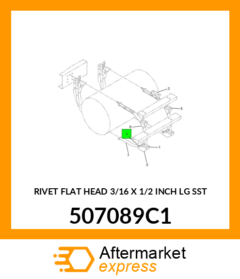 RIVET FLAT HEAD 3/16 X 1/2 INCH LG SST 507089C1