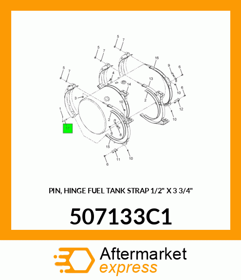 PIN, HINGE FUEL TANK STRAP 1/2" X 3 3/4" 507133C1