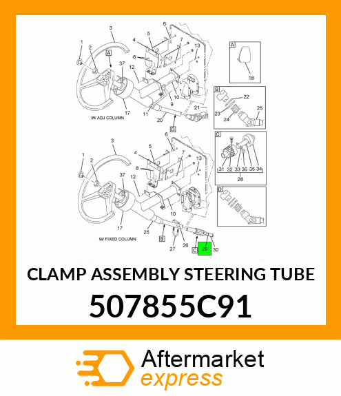 CLAMP ASSEMBLY STEERING TUBE 507855C91