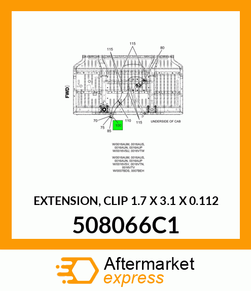 EXTENSION, CLIP 1.7" X 3.1" X 0.112" 508066C1