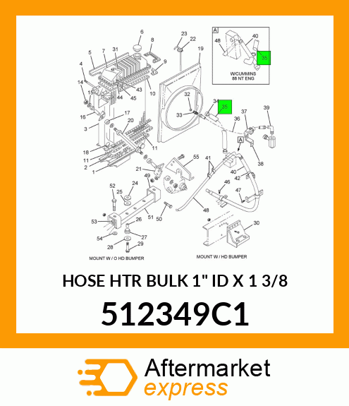 HOSE HTR BULK 1" ID X 1 3/8 512349C1