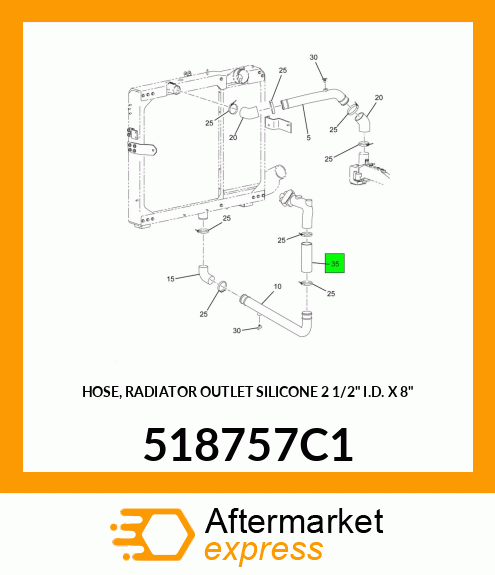 HOSE, RADIATOR OUTLET SILICONE 2 1/2" I.D. X 8" 518757C1