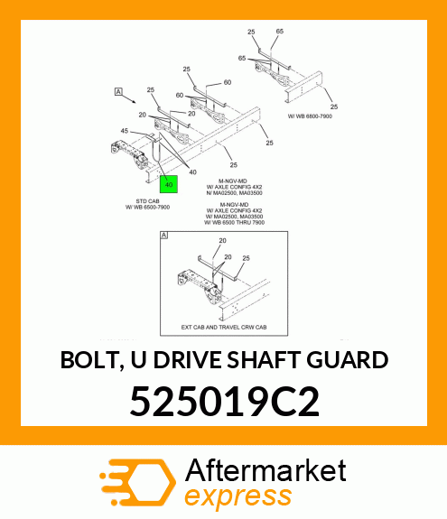BOLT, "U" DRIVE SHAFT GUARD 525019C2
