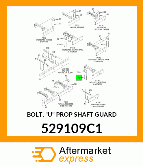 BOLT, "U" PROP SHAFT GUARD 529109C1