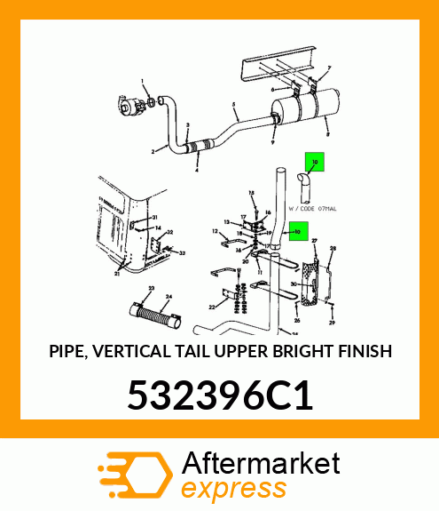 PIPE, VERTICAL TAIL UPPER BRIGHT FINISH 532396C1