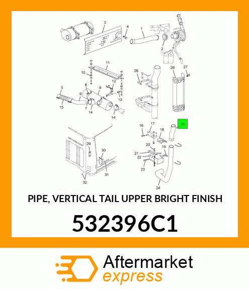 PIPE, VERTICAL TAIL UPPER BRIGHT FINISH 532396C1