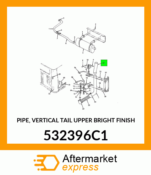 PIPE, VERTICAL TAIL UPPER BRIGHT FINISH 532396C1