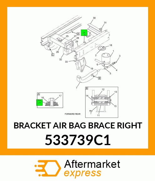 BRACKET AIR BAG BRACE RIGHT 533739C1