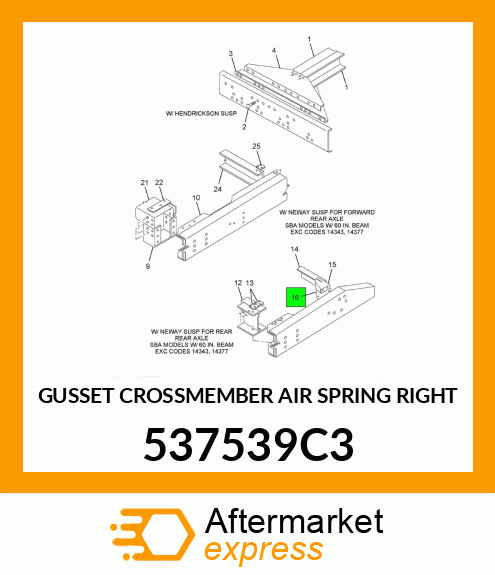 GUSSET CROSSMEMBER AIR SPRING RIGHT 537539C3