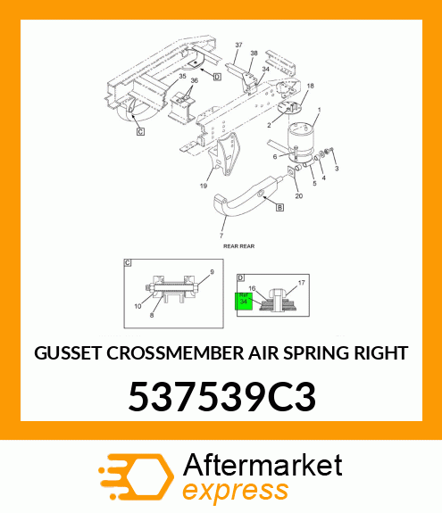 GUSSET CROSSMEMBER AIR SPRING RIGHT 537539C3