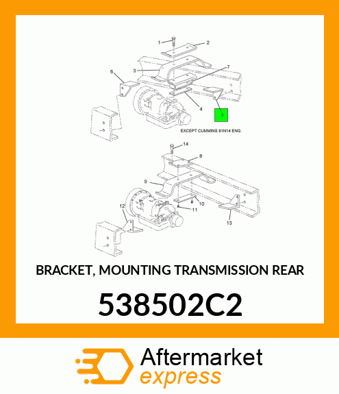 BRACKET, MOUNTING TRANSMISSION REAR 538502C2