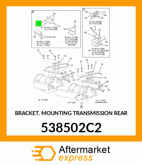 BRACKET, MOUNTING TRANSMISSION REAR 538502C2