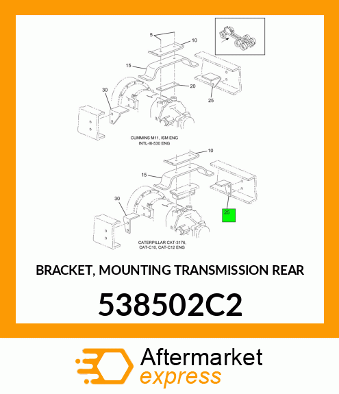 BRACKET, MOUNTING TRANSMISSION REAR 538502C2