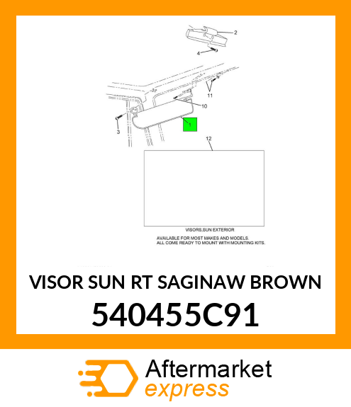 VISOR SUN RT SAGINAW BROWN 540455C91