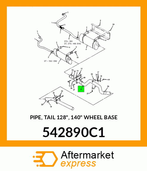 PIPE, TAIL 128", 140" WHEEL BASE 542890C1