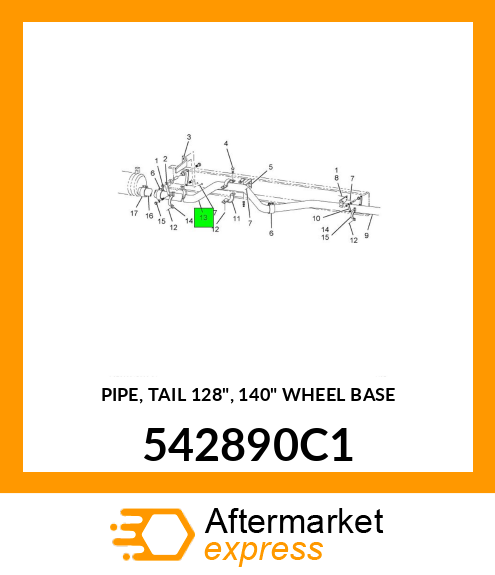 PIPE, TAIL 128", 140" WHEEL BASE 542890C1