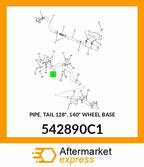 PIPE, TAIL 128", 140" WHEEL BASE 542890C1