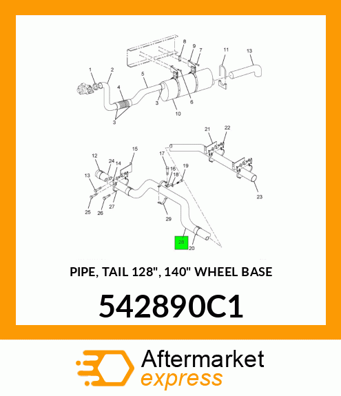 PIPE, TAIL 128", 140" WHEEL BASE 542890C1