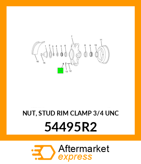 NUT, STUD RIM CLAMP 3/4" UNC 54495R2