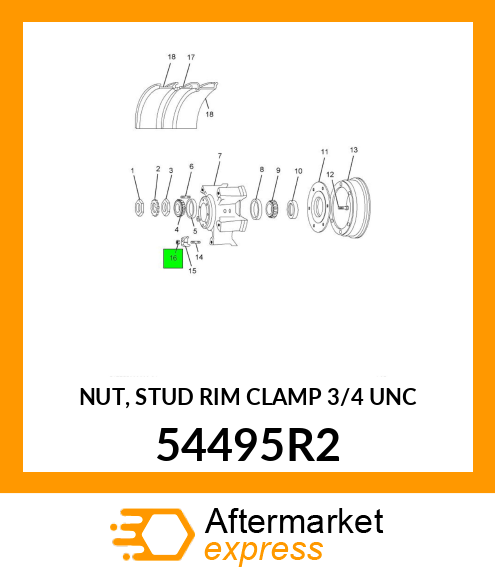 NUT, STUD RIM CLAMP 3/4" UNC 54495R2