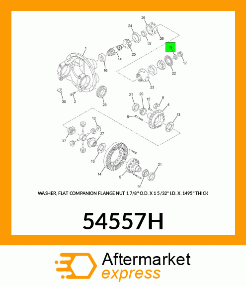 WASHER, FLAT COMPANION FLANGE NUT 1 7/8" O.D. X 1 5/32" I.D. X .1495" THICK 54557H