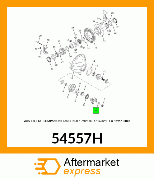 WASHER, FLAT COMPANION FLANGE NUT 1 7/8" O.D. X 1 5/32" I.D. X .1495" THICK 54557H