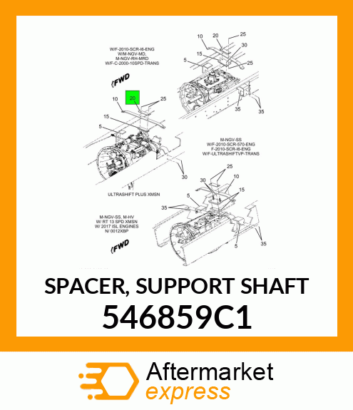SPACER, SUPPORT SHAFT 546859C1