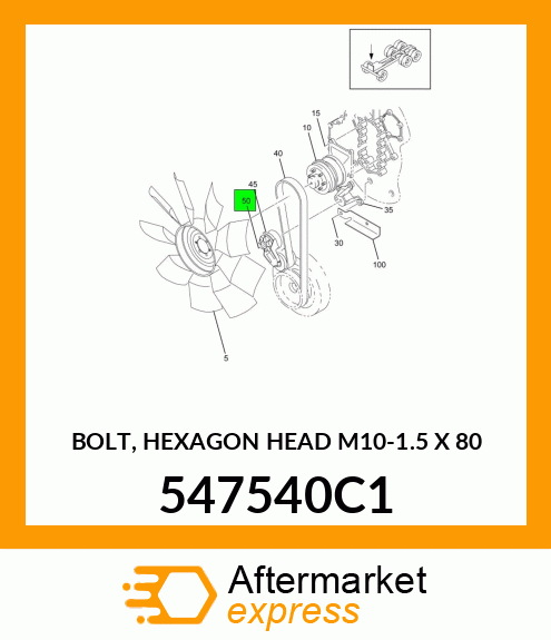 BOLT, HEXAGON HEAD M10-1.5 X 80 547540C1