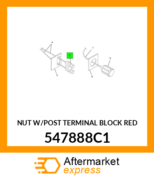 NUT W/POST TERMINAL BLOCK RED 547888C1