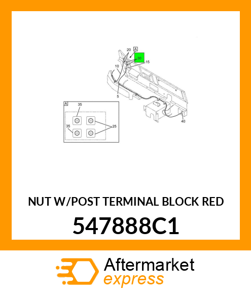 NUT W/POST TERMINAL BLOCK RED 547888C1