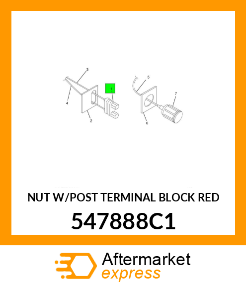 NUT W/POST TERMINAL BLOCK RED 547888C1