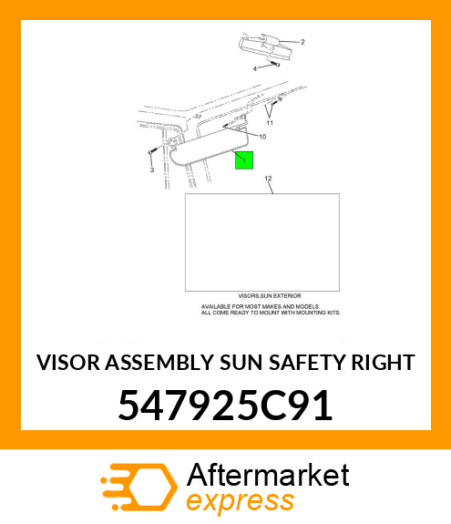 VISOR ASSEMBLY SUN SAFETY RIGHT 547925C91