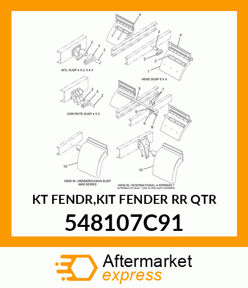 KT FENDR,KIT FENDER RR QTR 548107C91