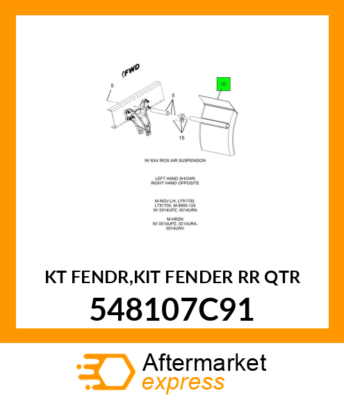 KT FENDR,KIT FENDER RR QTR 548107C91