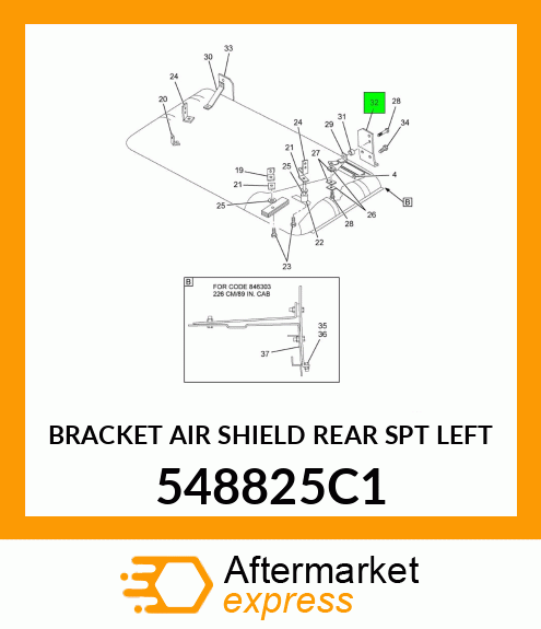 BRACKET AIR SHIELD REAR SPT LEFT 548825C1