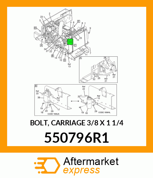 BOLT, CARRIAGE 3/8" X 1 1/4" 550796R1