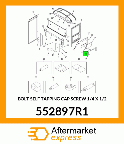 BOLT SELF TAPPING CAP SCREW 1/4" X 1/2" 552897R1
